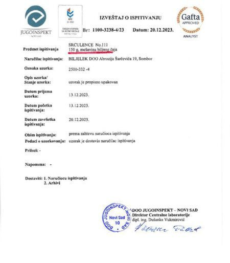 Sertifikat caja za zdravo srce - Srculence №111