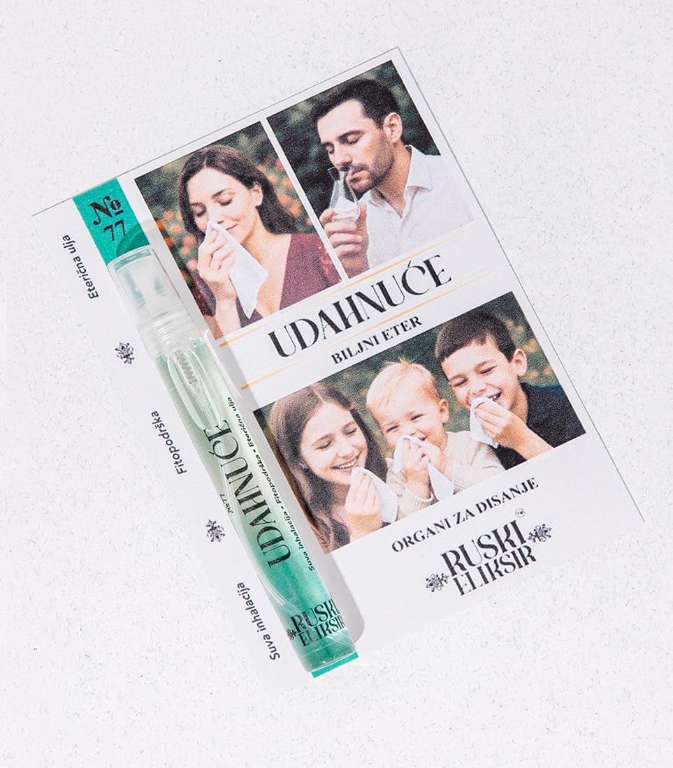 UDAHNUĆE: Inhalacija za brzo otpušavanje zapušenog nosa Suva inhalacija UDAHNUĆE sa eteričnim uljima za zapušen nos i trenutno olakšanje disanja